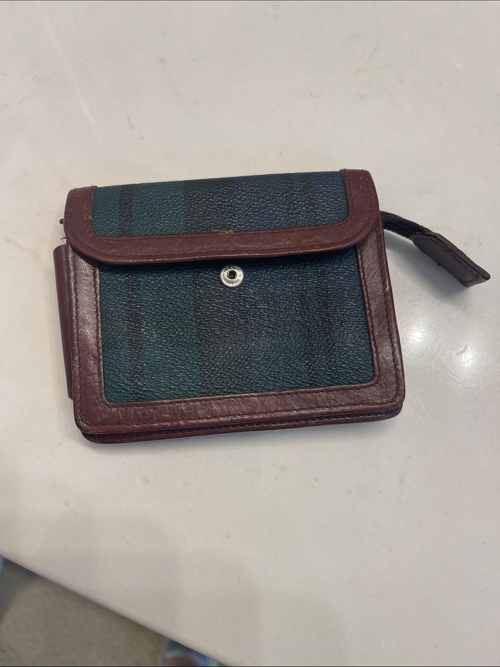 Polo by Ralph Lauren Brown Leather Trim Wallet with Vintage Black Watch Pattern